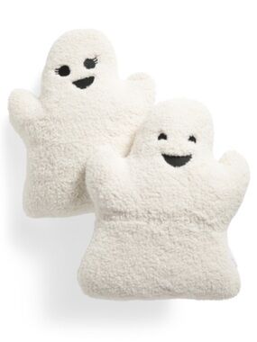 Martha Stewart Plush Sherpa Ghost Pillow Duo - with Black Accents